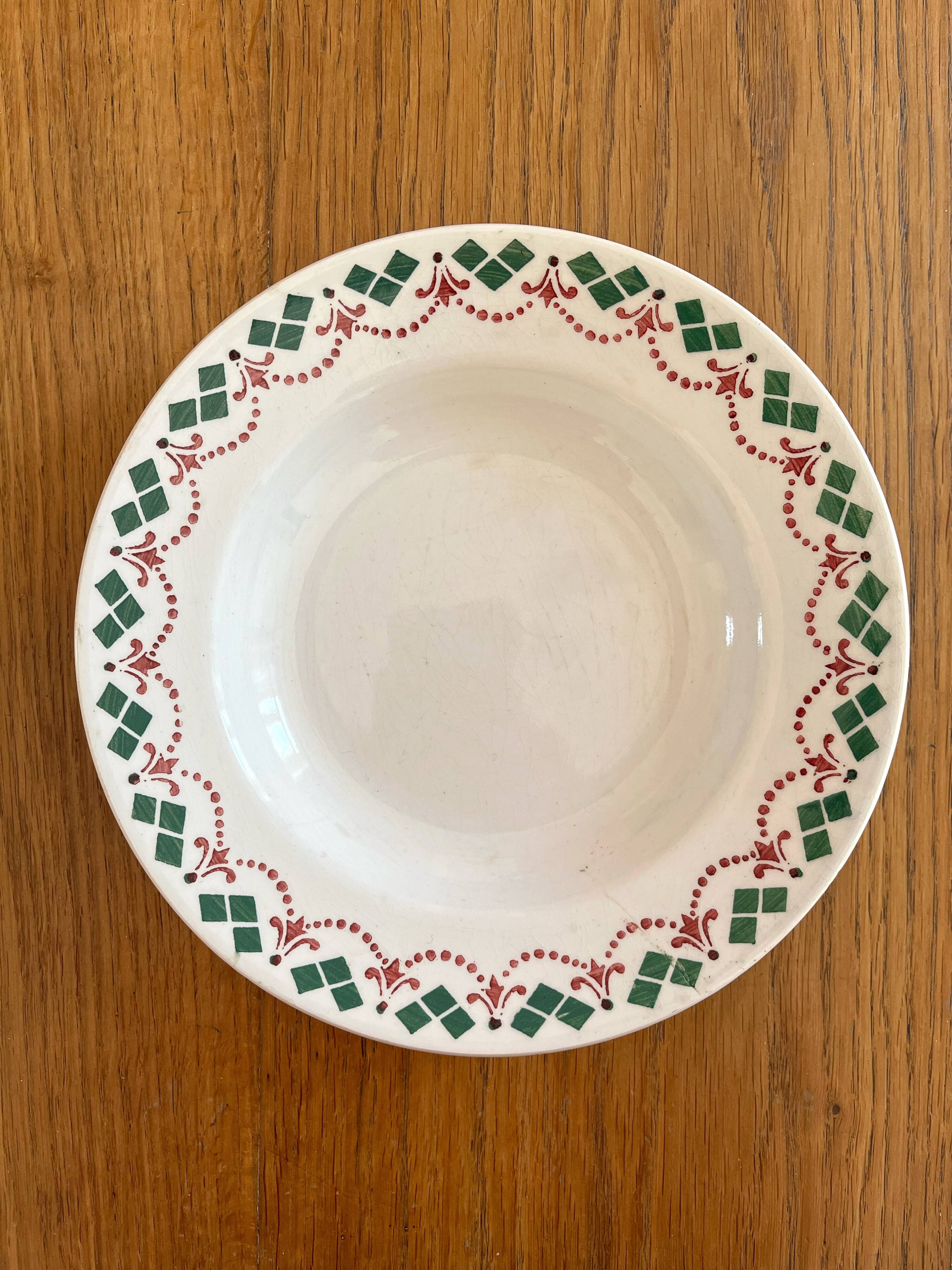 3 vintage Art Deco soup plates by Hamage & Moulin des Loups