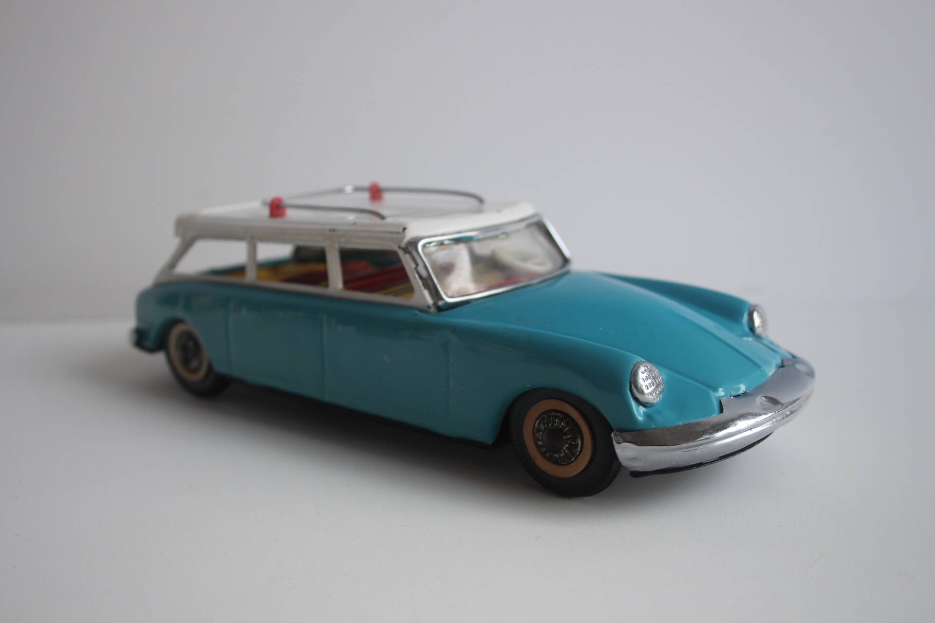 Vintage tin model car, Citroën DS station wagon, 1960s.