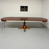 Extendable table with central leg, Italian design by Luigi Bartolini, vintage.