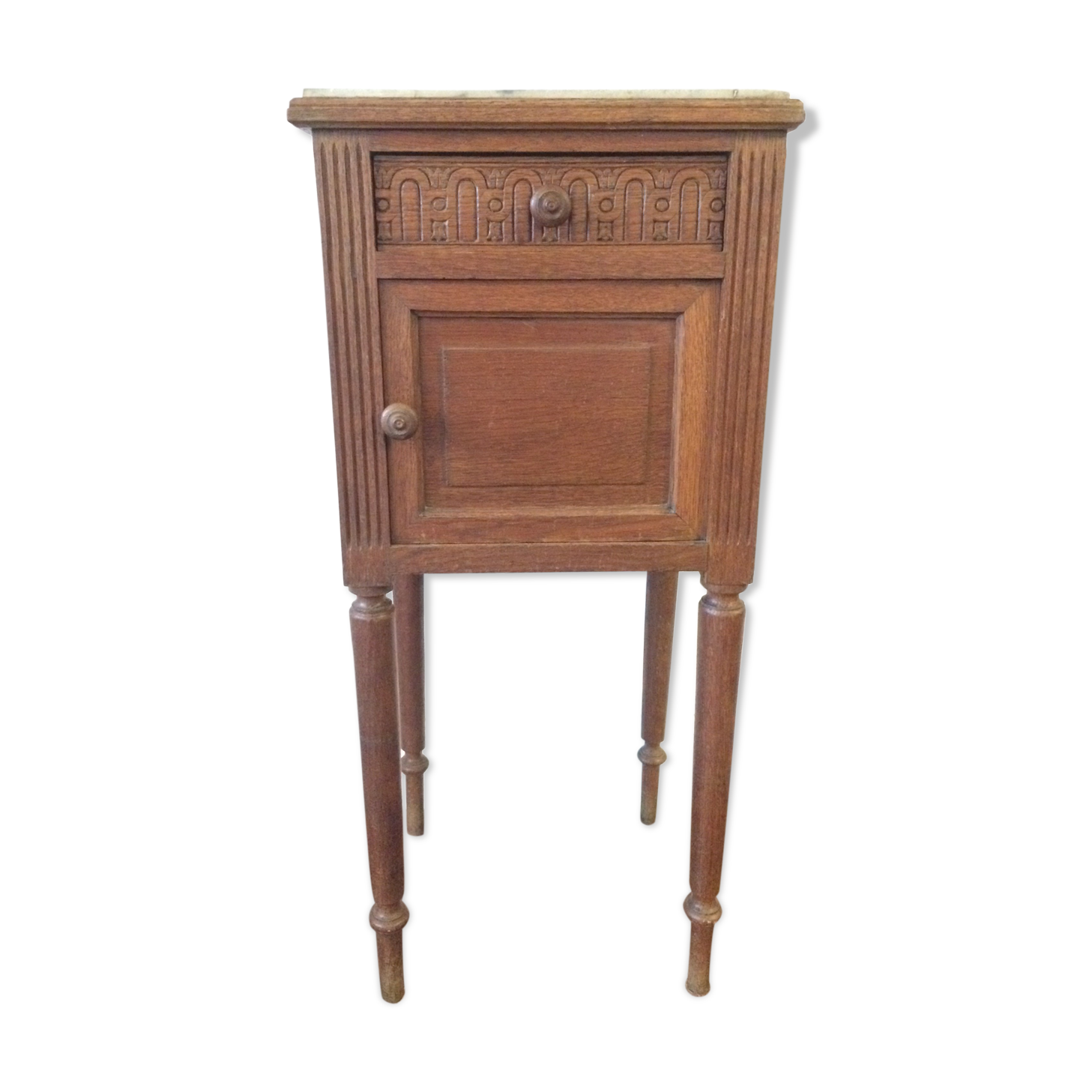 Wooden and marble bedside