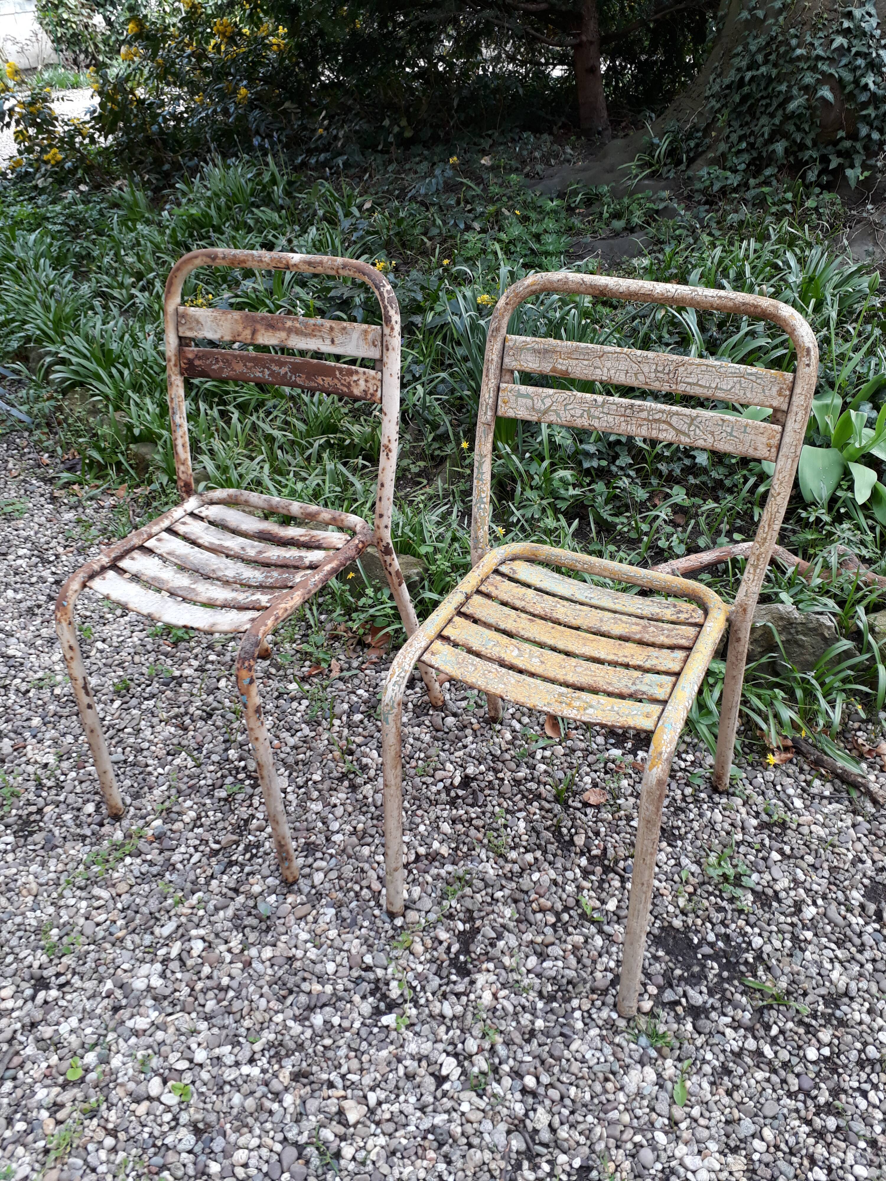 Pair of chairs  metal Tolix T250s to be restored