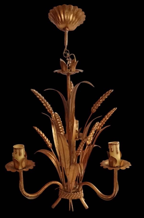 Lustre vintage épi gerbe de blé métal doré