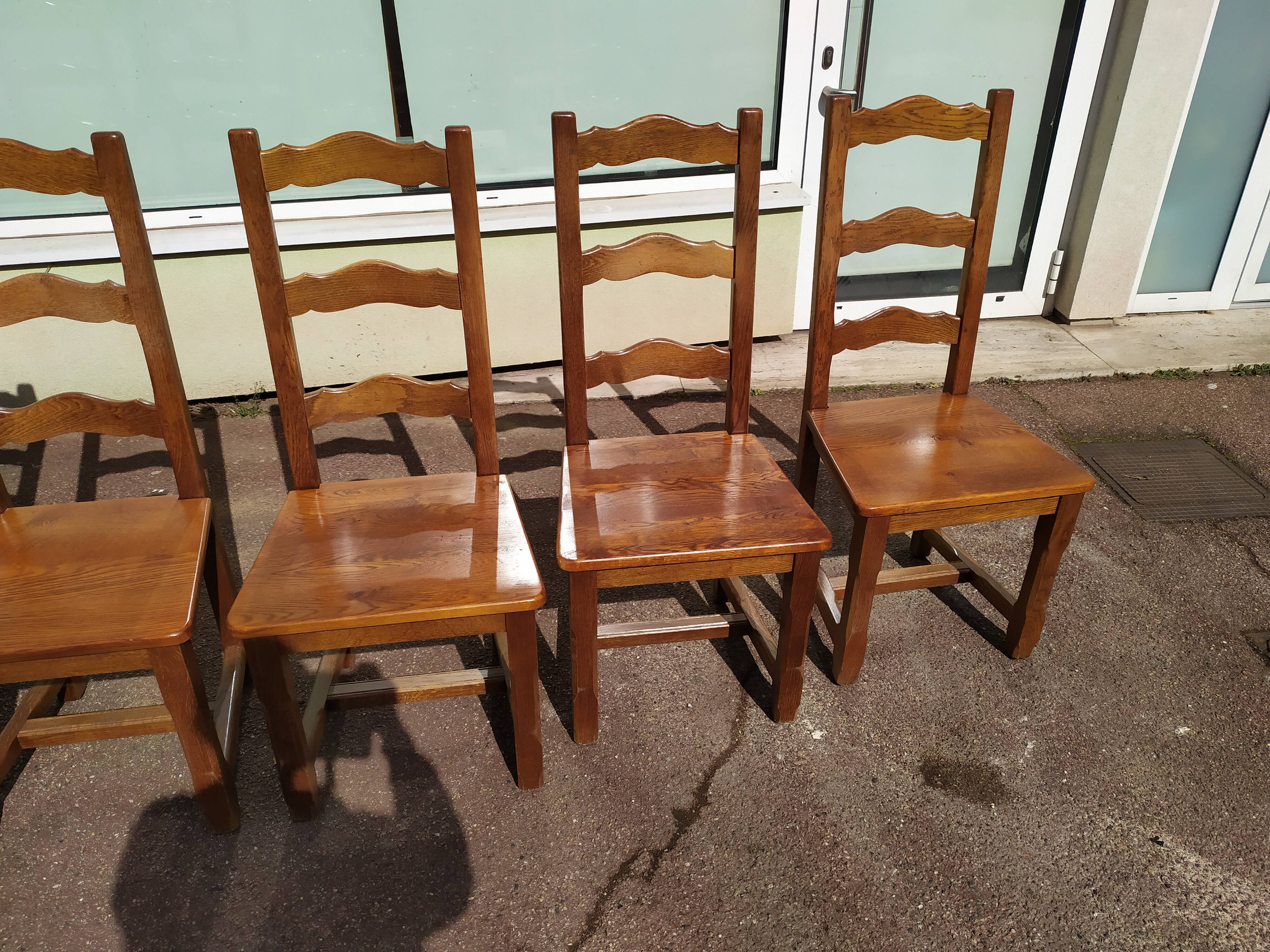 Set of 6 solid oak wood chairs - ferme compagne montage