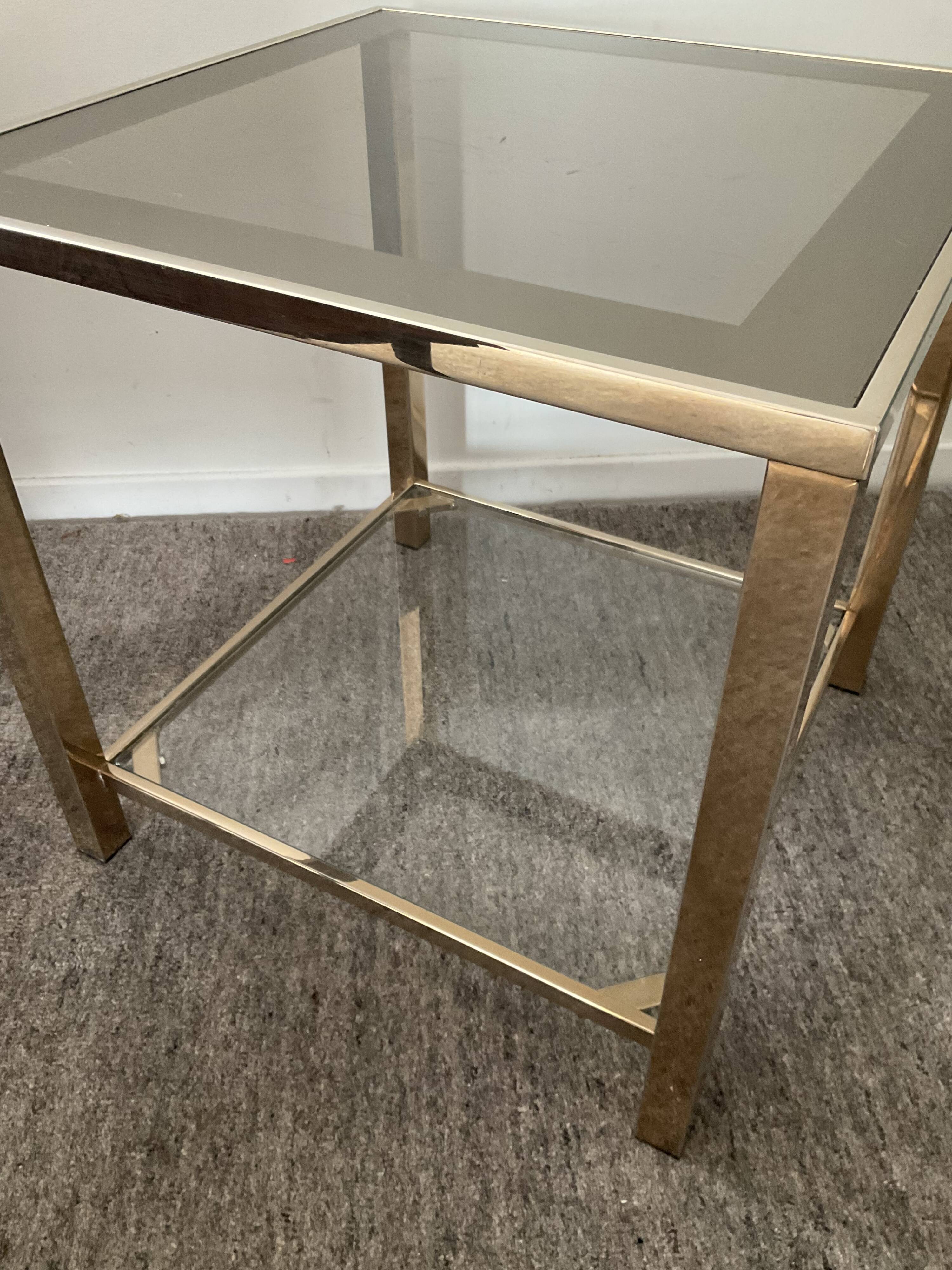 Belgo Chrom coffee table from the 70s in gold-plated brass