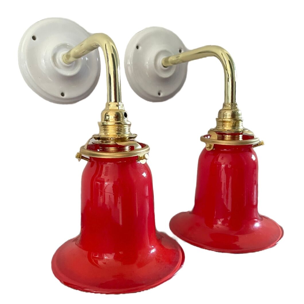 Pair of art deco wall lamps electrified to nine