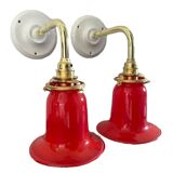 Pair of art deco wall lamps electrified to nine