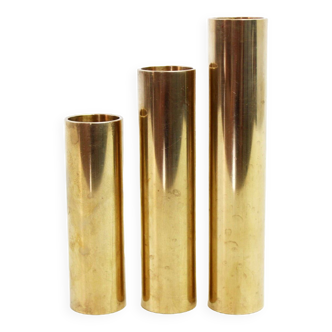 Set of 3 solid brass candle holders