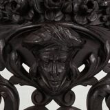 Richly carved baroque black wooden sculptured shelf, France ca. 1850