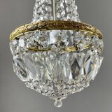 Pair of bronze and crystal chandelier pendants, late 19th century.