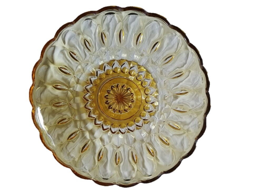 Compotier ancien verre jaune