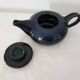 Blue glazed stoneware ceramic teapot Signed Pictogram Signature to identify