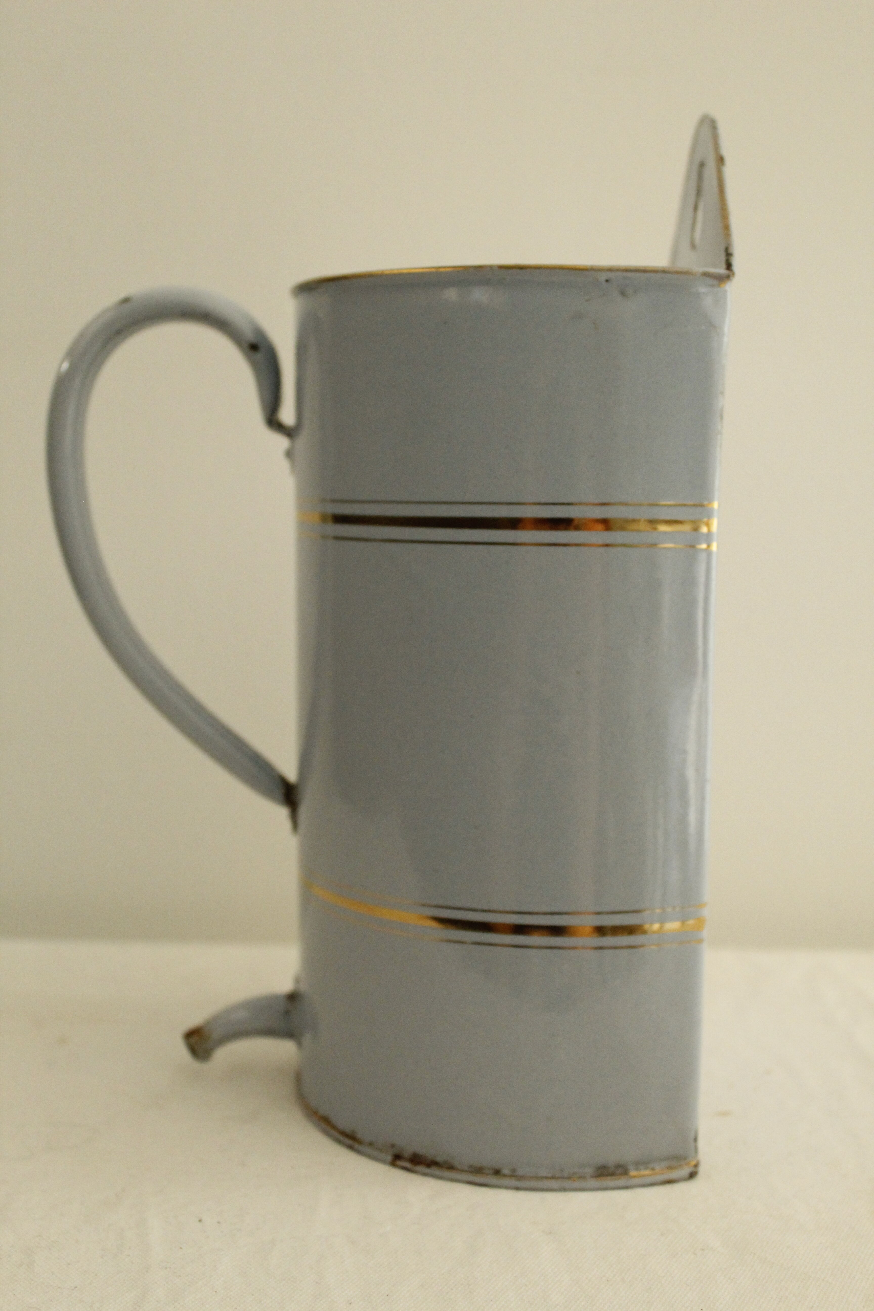 Enamelled metal fountain - light blue and gold