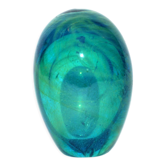 Egg blown glass egg blue green - sulfide Murano glass