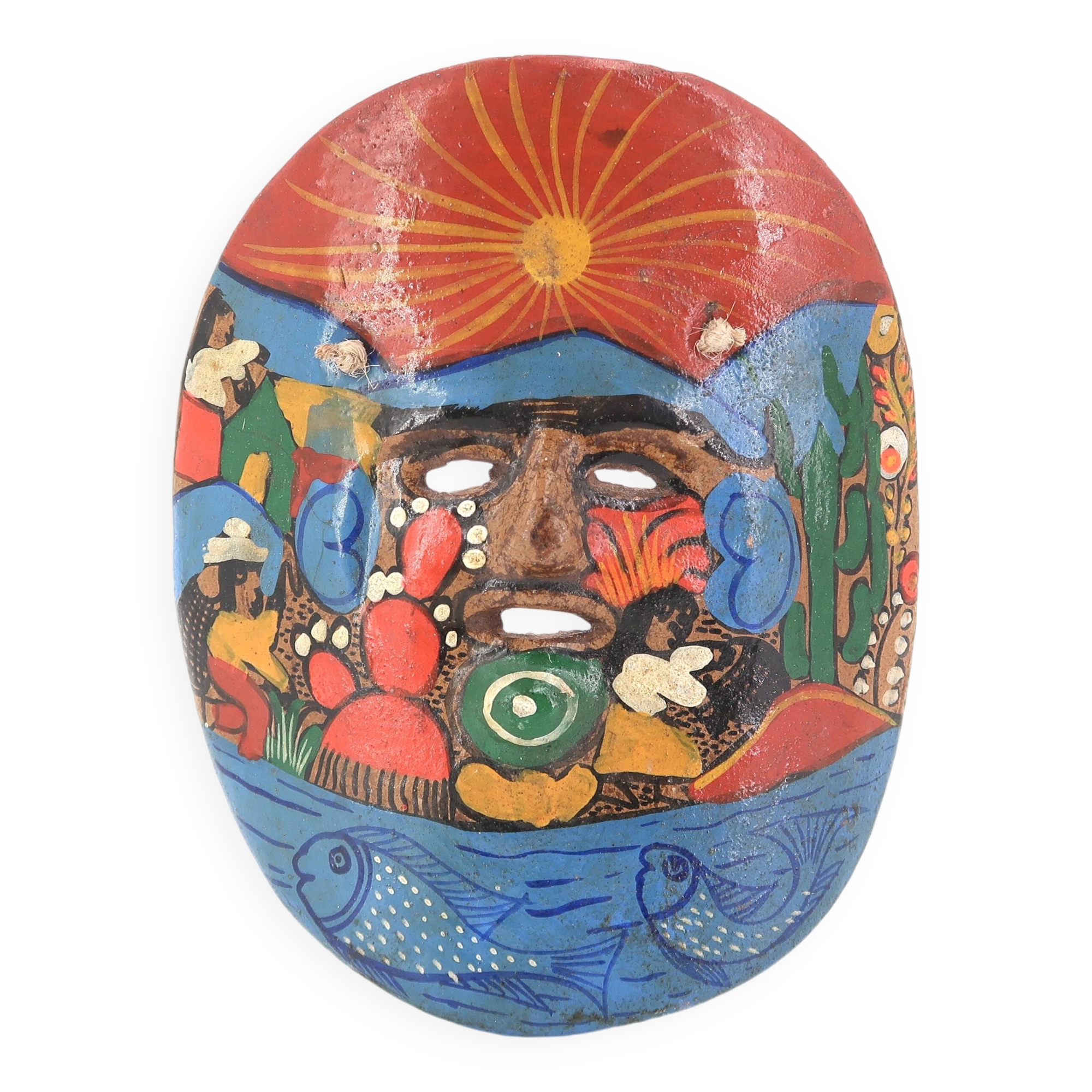 Colorful ceramic mask from Mexico, South America, 1970s