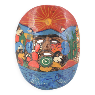 Masque du Mexique coloré en céramique, Amérique du Sud, années 70