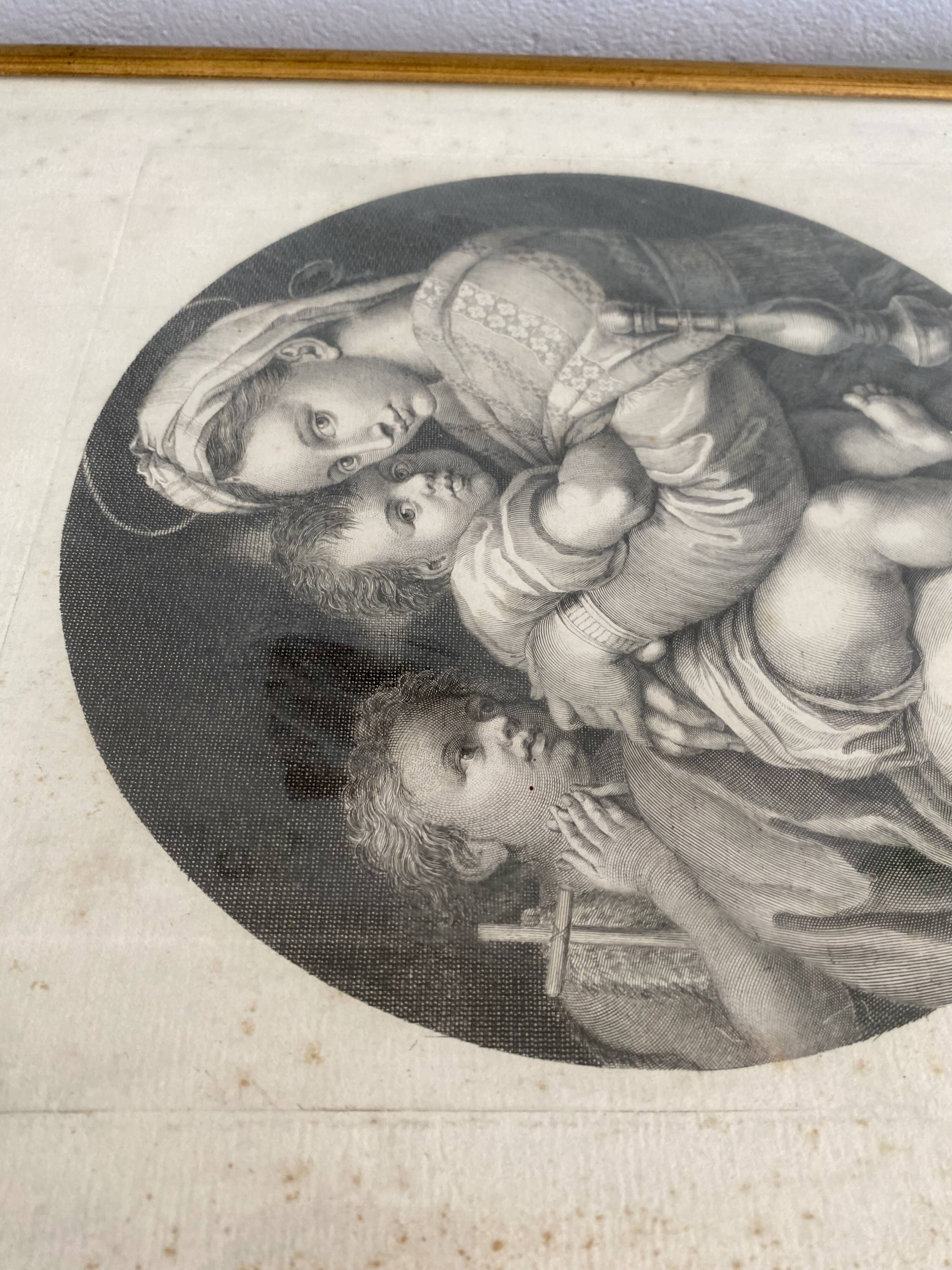 Gravure 18e d’après Raphaël, cadre bois vitré