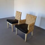 Donghia Block Island chairs 1990s original leather seats. 5 x armrests, 2 x without by John Hutton