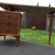 Vintage teak desk with 5 feet compass and 3 drawers