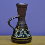 Hand-painted pitcher in porcelain West German art pottery