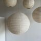 Hanging lamp in rattan and round japanese natural linen d:50