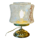 Table lamp in cracked glass and vintage gilded brass base