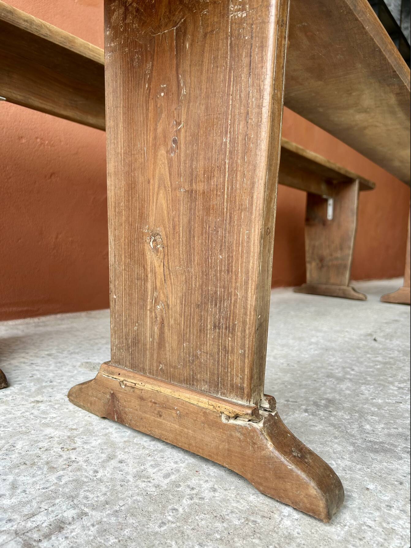 Pair of wooden farm benches