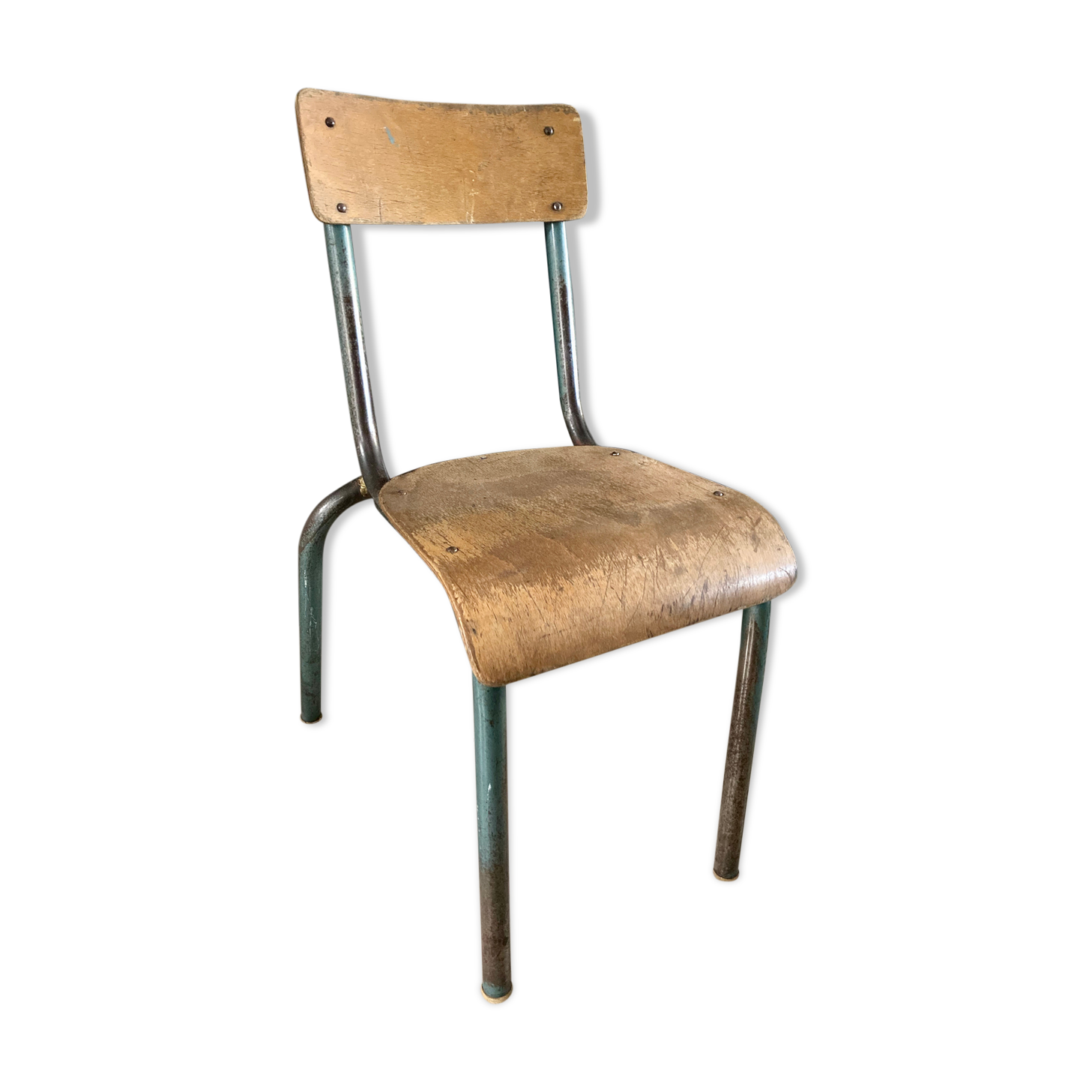 Old schoolboy chair child wood and metal
