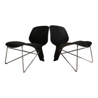 Bent Plywood And Metal Lounge Chair's