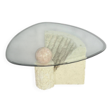 Vintage free-form stone marquetry coffee table, 1980s