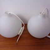Opaline Glass Satellite Pendant Lamps by Vilhelm Wohlert for Louis Poulsen, 1960s, Set of 2