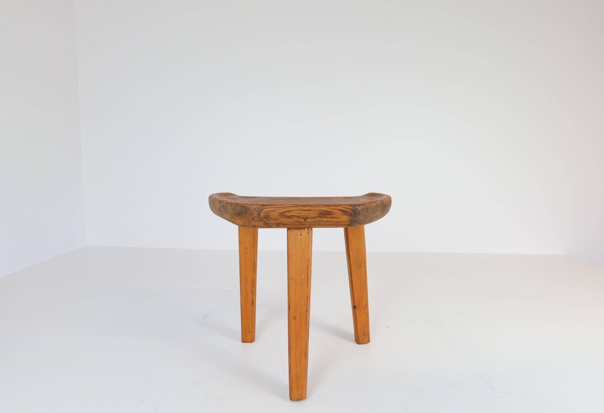 Tabouret suédois en pin, années 1960