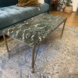 Brass and green marble coffee table