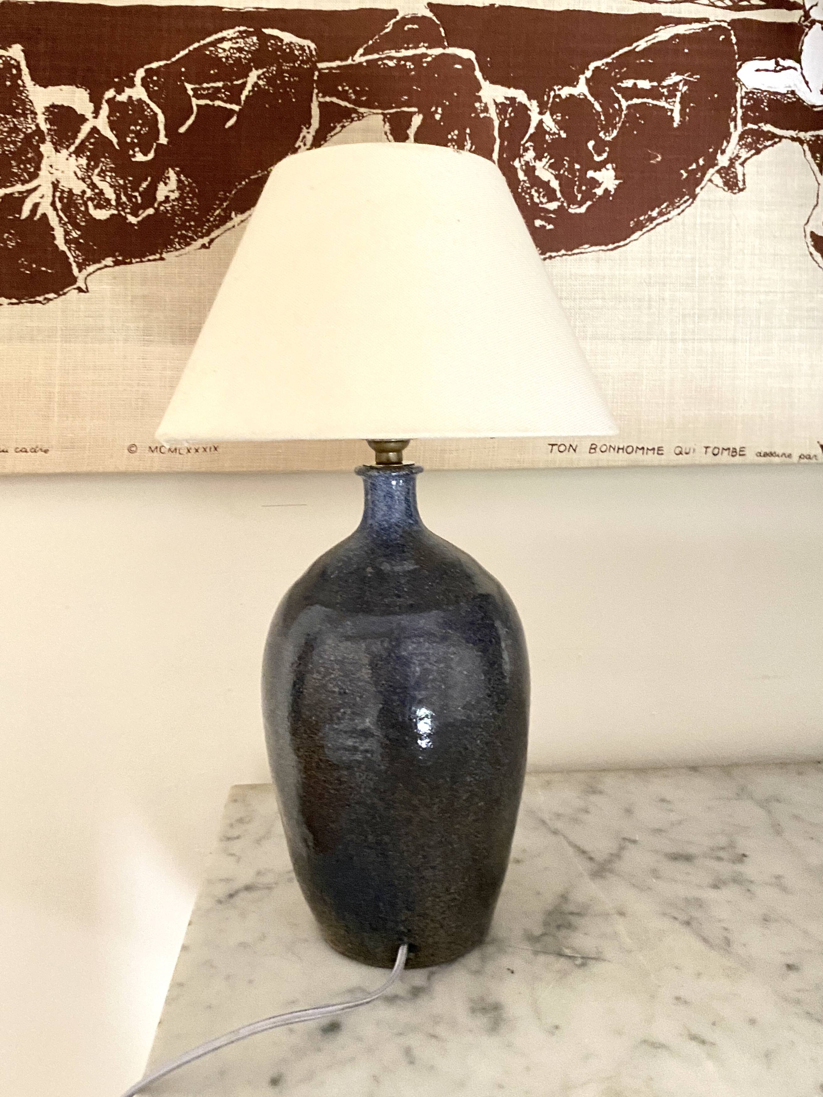 Ceramic lamp, 2 M fabric cable, cotton lampshade