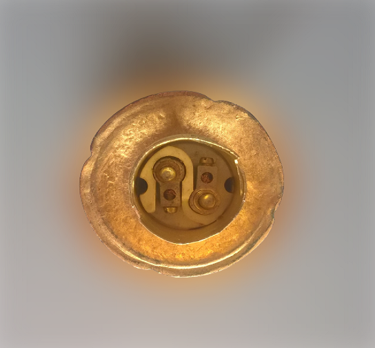 Louis XVI style bougeoir late 19th century gold metal transformed into lamp foot- with embroidered day offal