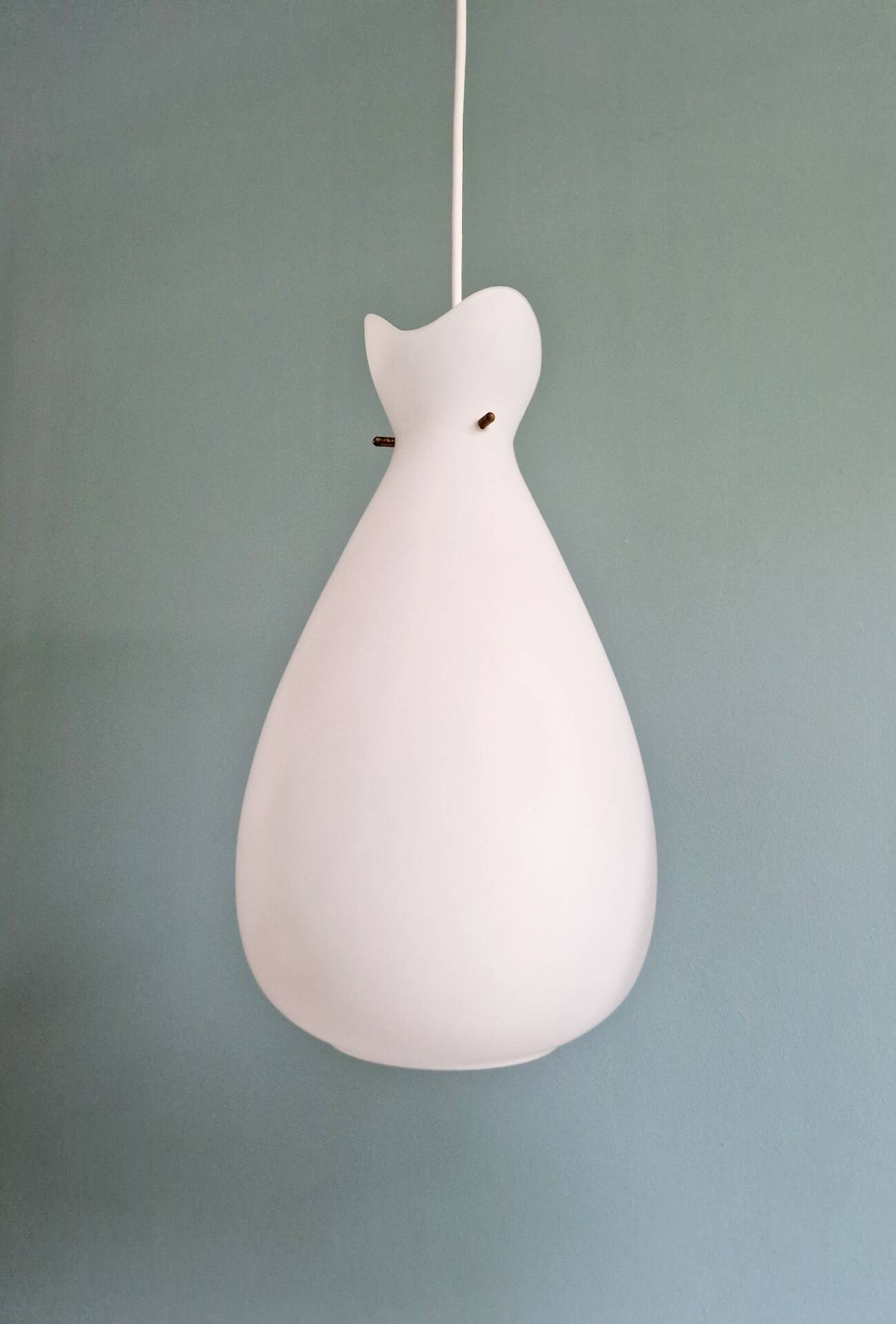 Scandinavian suspension in frosted white glass, 1960s