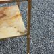 Pair of neoclassical side tables in bronze, brass, marble, and o.