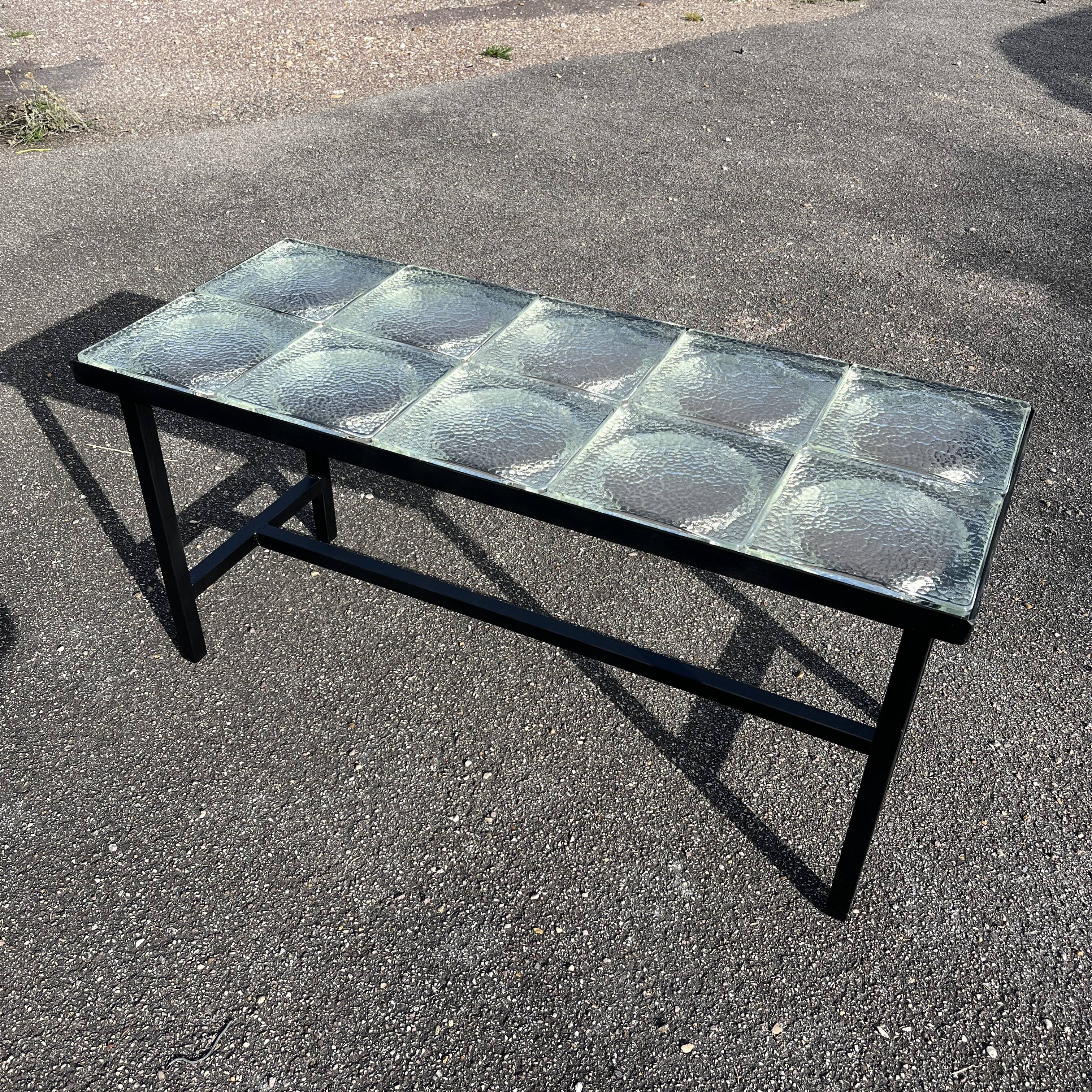 Table basse moderniste carreaux de verre Saint Gobain