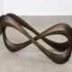 Italian Organic "Snake" Wooden and Smoked Glass Coffee Table, 1960s