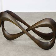 Italian Organic "Snake" Wooden and Smoked Glass Coffee Table, 1960s