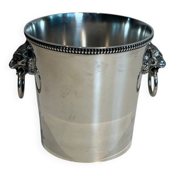 Silver-plated champagne bucket Orfèvrerie Saint-Médard. Handles in the shape of heads.