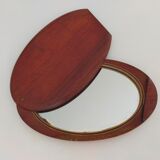 Vintage wooden travel mirror signed