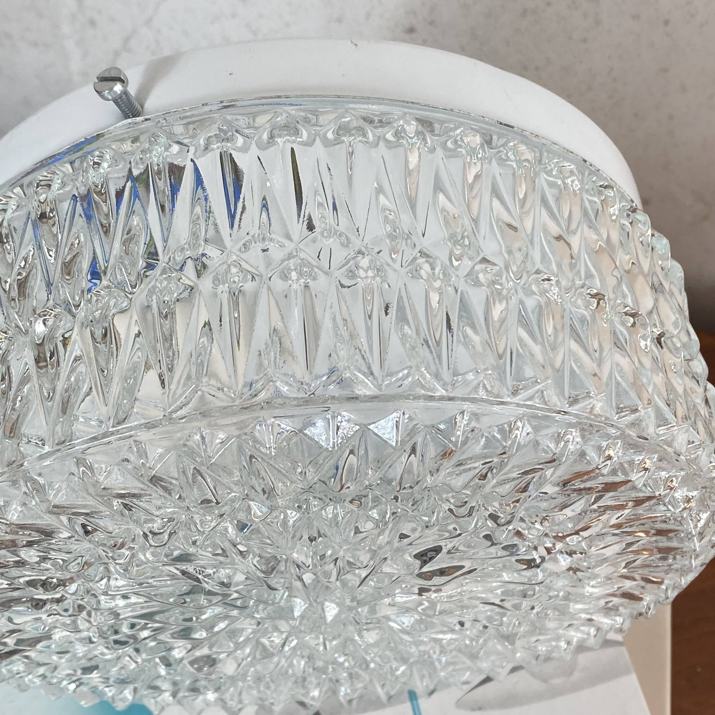 Applique murale plafonnier verre transparent luminaire ancien vintage 1970