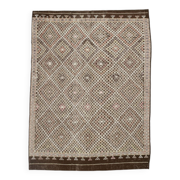 Tapis Kilim Vintage Jaune Marron 6x9 199x264Cm