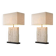 Pair of table lamps in sandstone and brushed brass