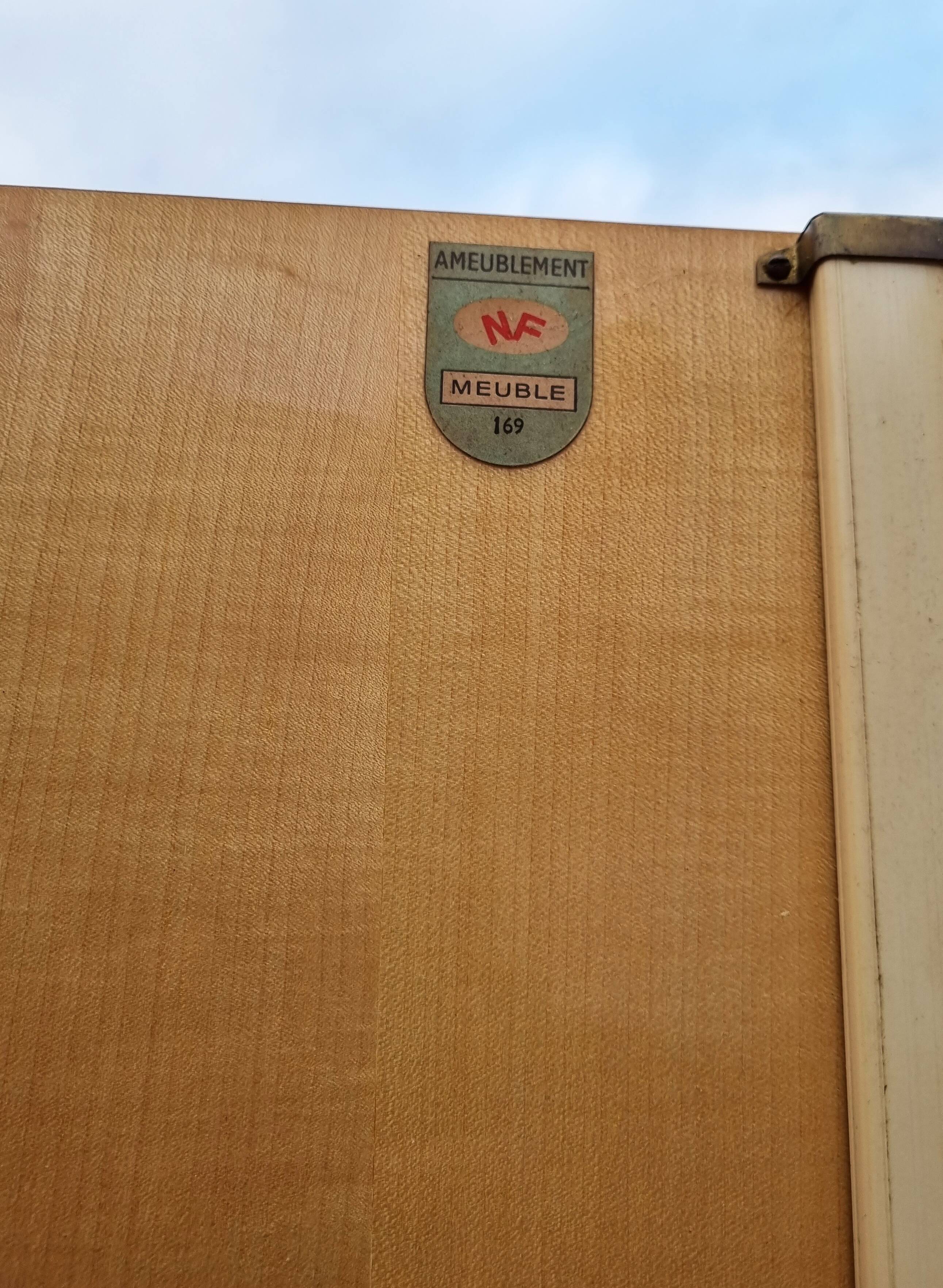 Wardrobe inlaid vintage shelves 50s, mirror