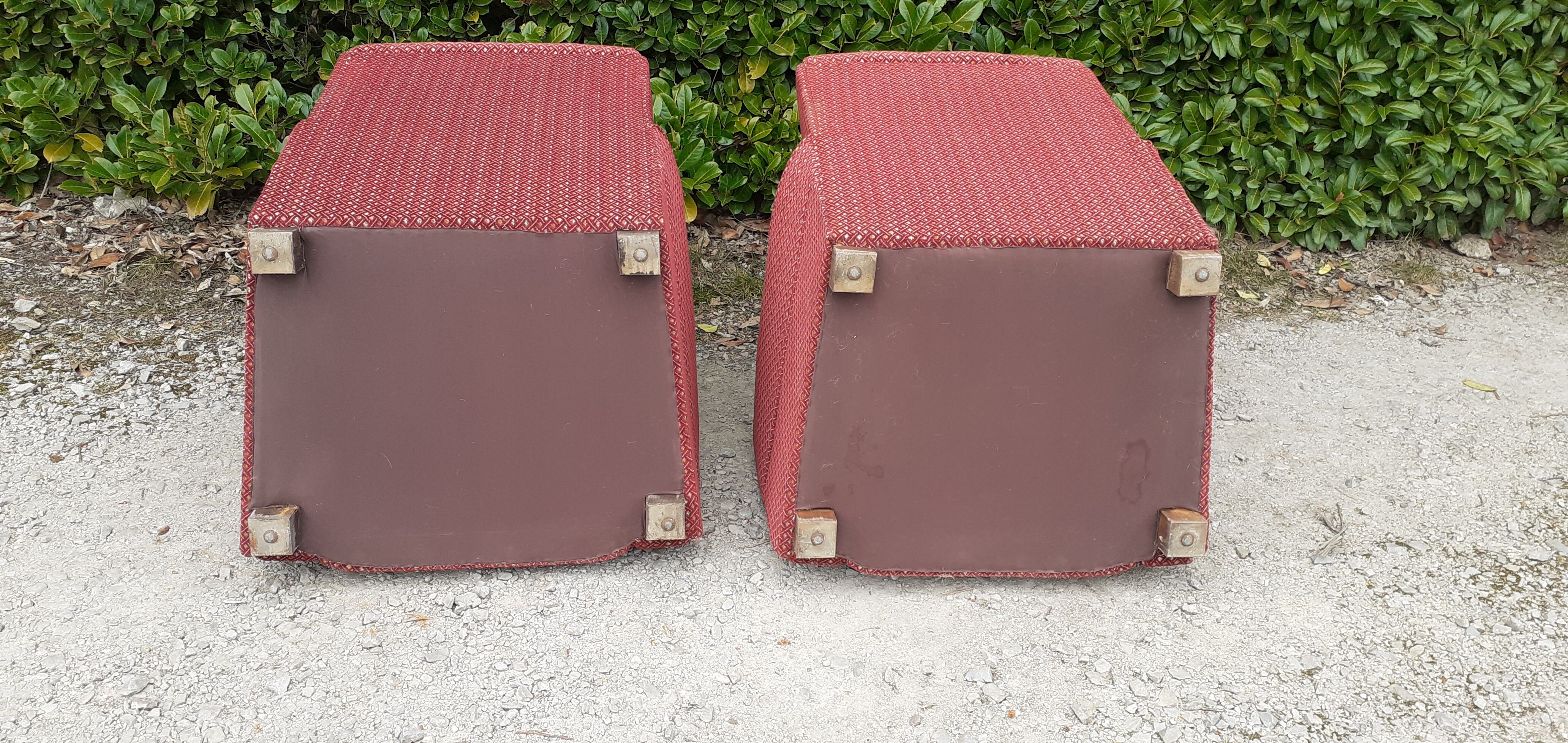 Pairs of art deco club armchairs in red fabrics year 30