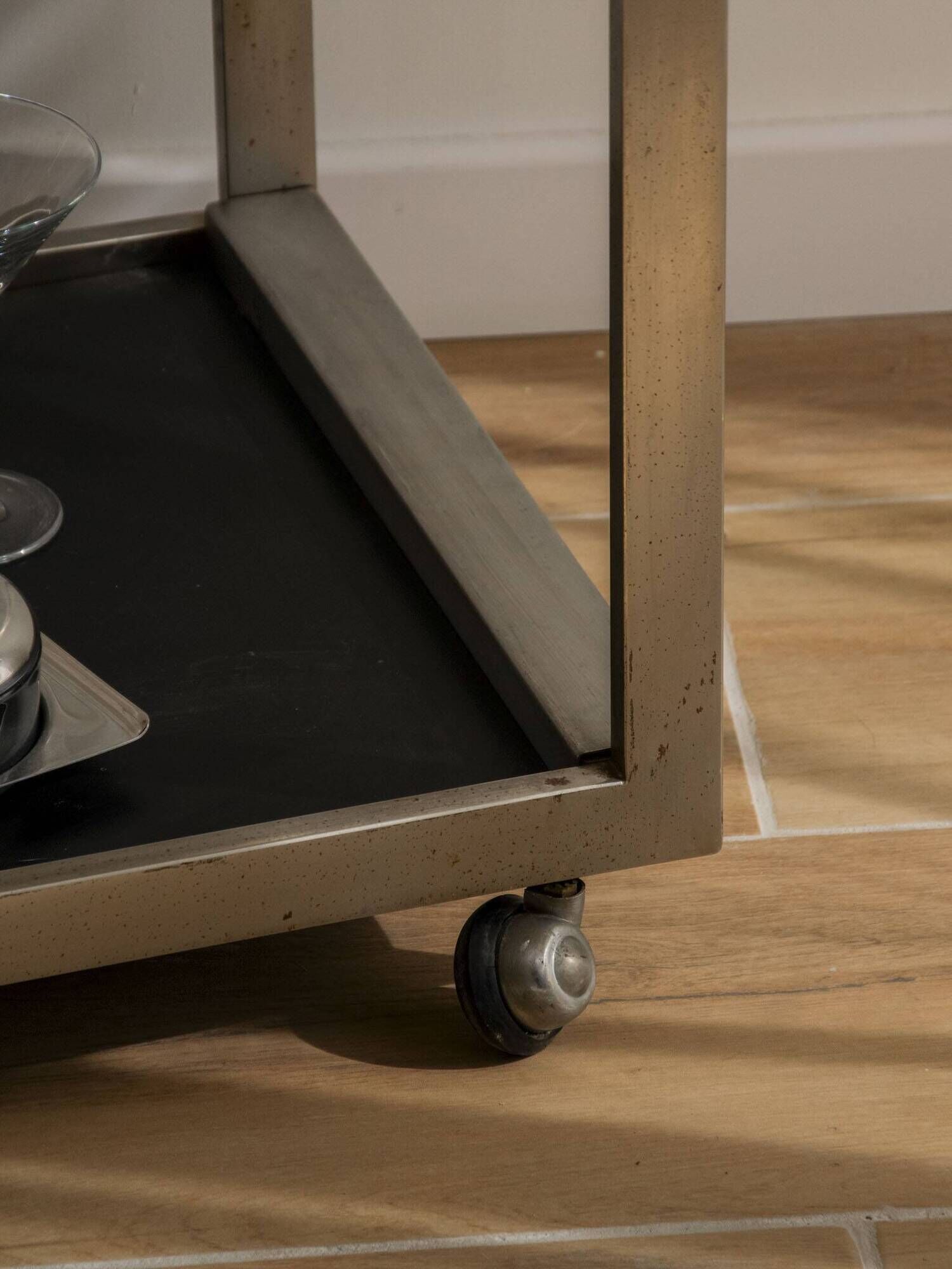 Desserte vintage chrome et noir
