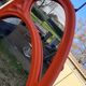 Vintage mirror enamelled cast iron orange