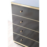Vintage chest of drawers in lacquered wood and gilded metal 1970