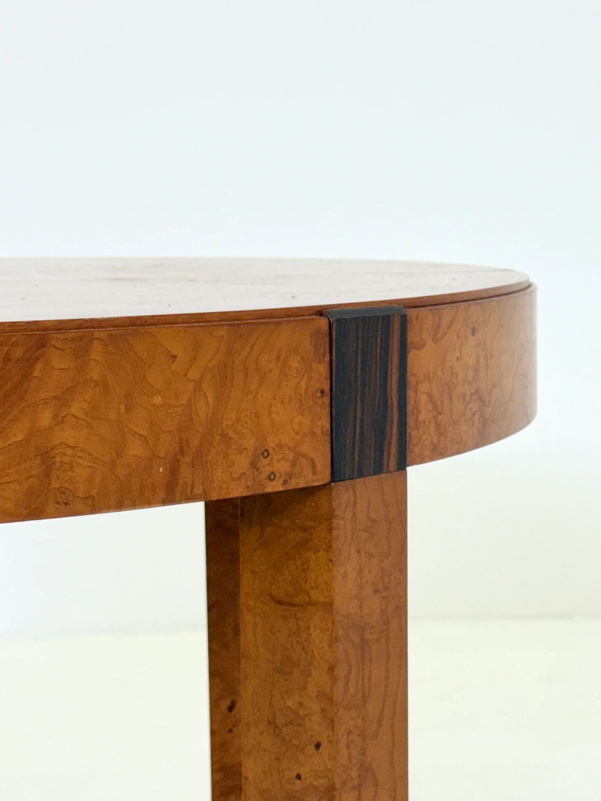 Vintage burl wood round dining table by Grange